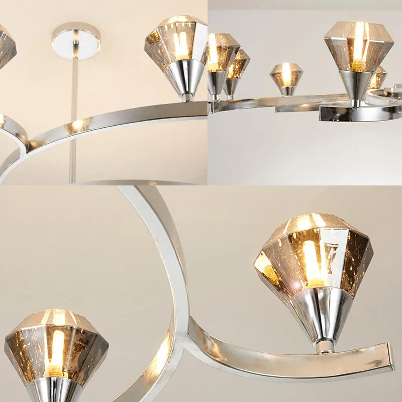 Sputnik Design Diamond Crystal Chandelier - Modern 6/8/10 Light Chrome/Gold Ceiling Fixture