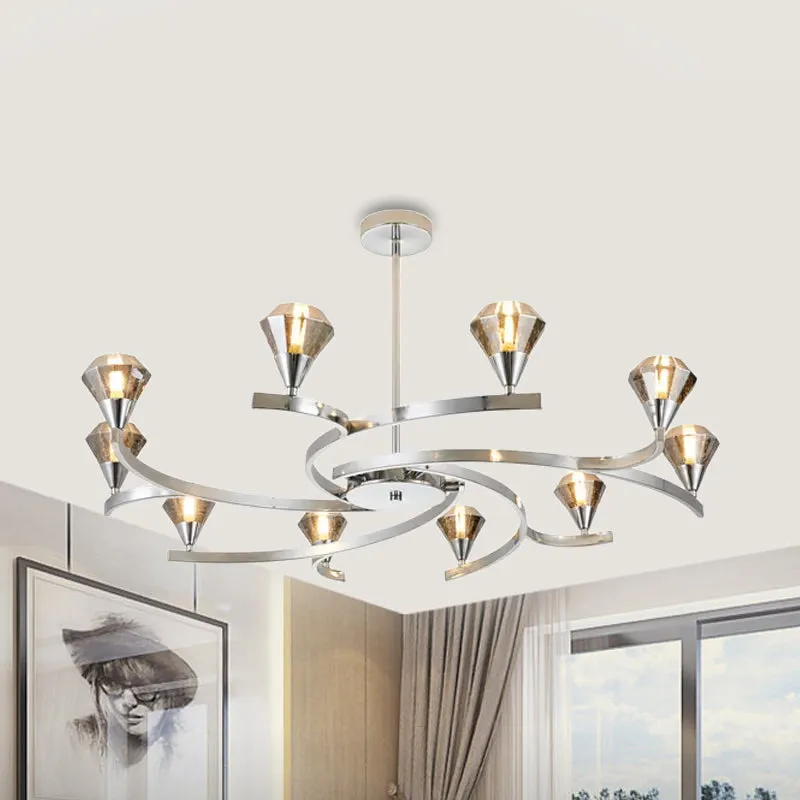 Sputnik Design Diamond Crystal Chandelier - Modern 6/8/10 Light Chrome/Gold Ceiling Fixture