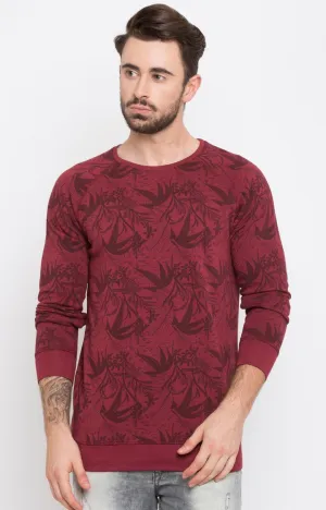 Spykar Purple Printed Slim Fit Sweatshirt