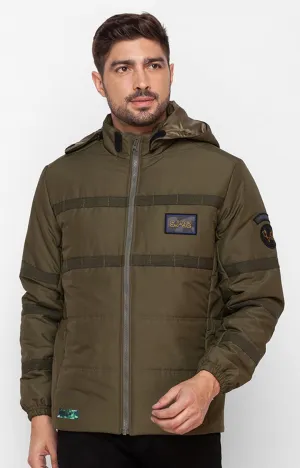 Spykar Rifle Green Polyester Full Sleeve Casual Jacket For Men