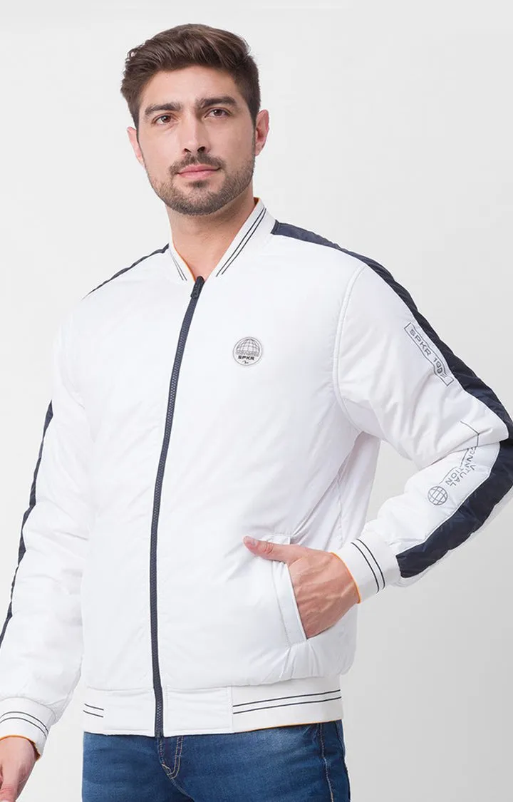 Spykar White Yellow Polyester Full Sleeve Casual Jacket For Men