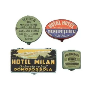 Square Decorative Metal Boxes with Vintage Labels