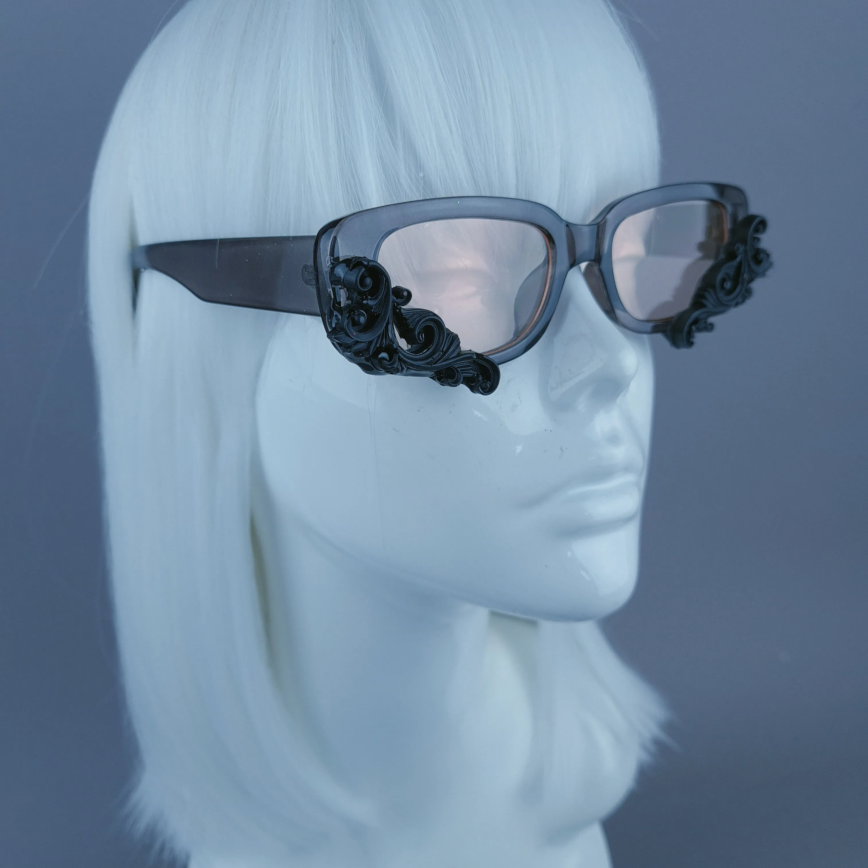 Square Grey Jelly Filigree Sunglasses