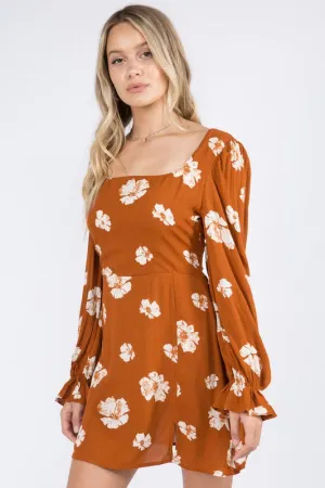 Square Neck Floral Dress