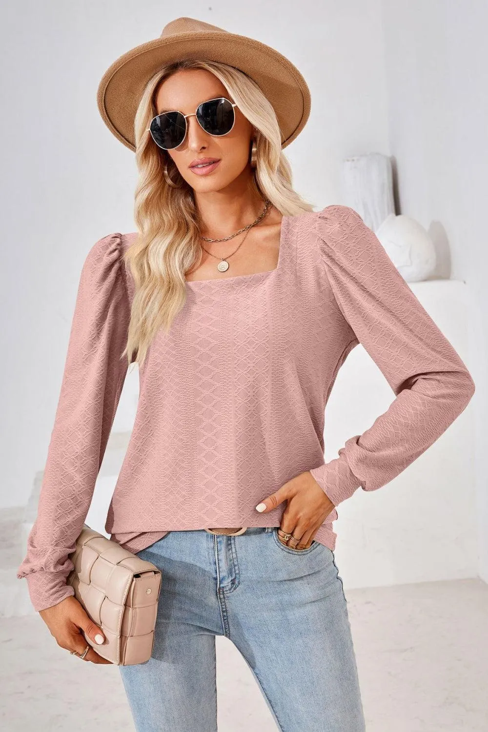 Square Neck Puff Sleeve Blouse