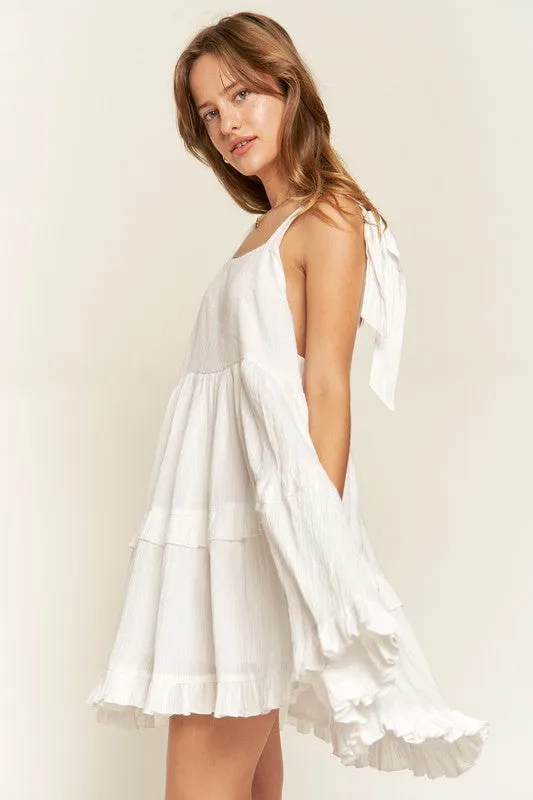 Square neck ruffle dress