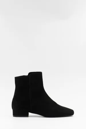 Square toe ankle boots in black suede