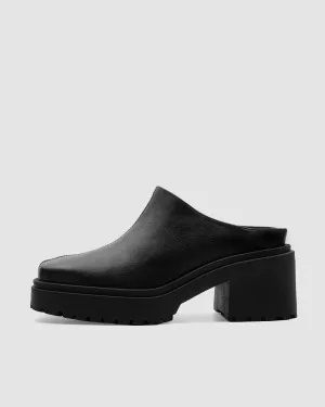 Squared Mule Grape Leather Black