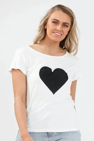 SS Logo Tee Heart in White & Black