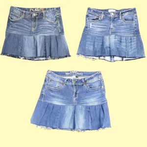 SS24 Reworked/Upcycled Denim Pleated Skirts