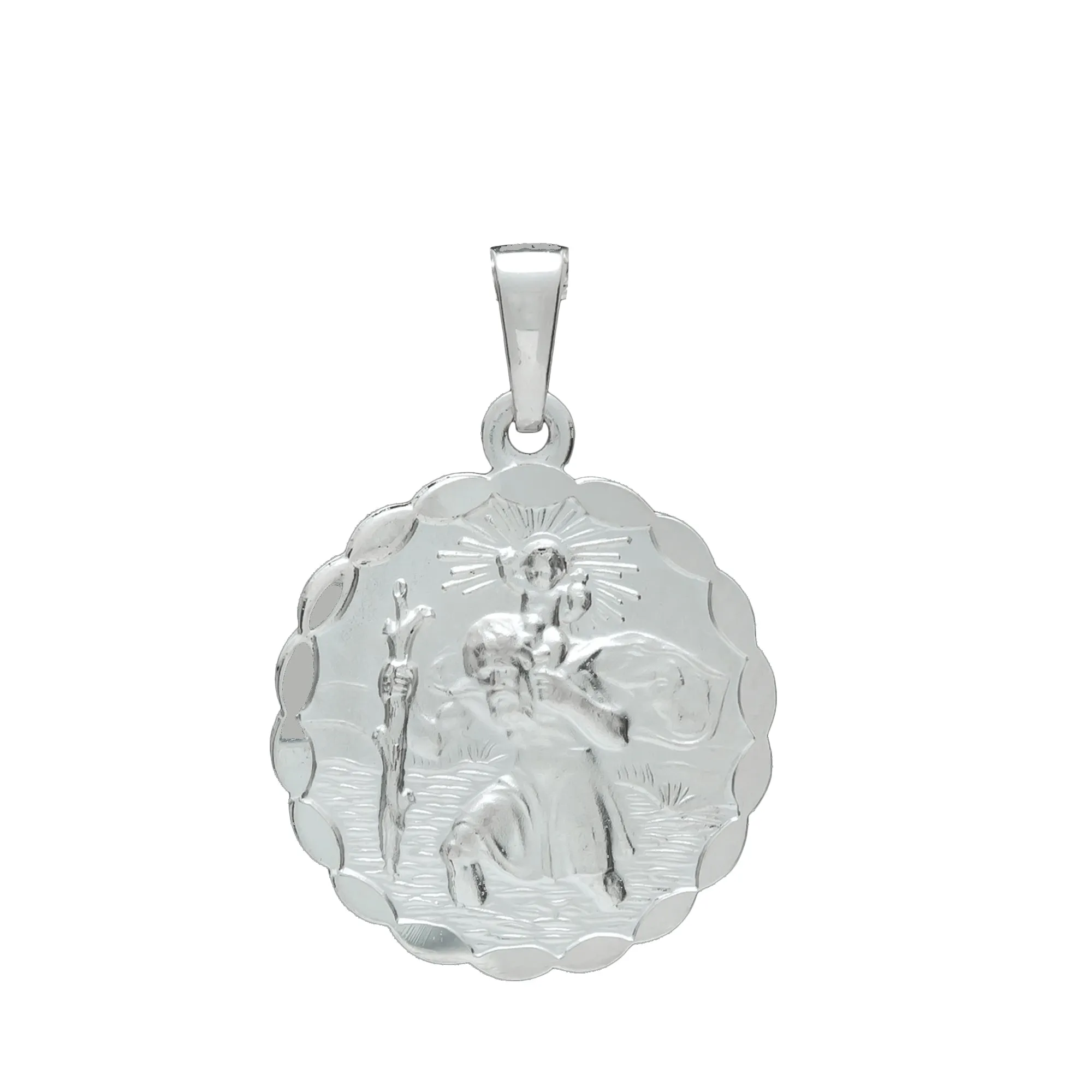 St Christopher Ellipse Border Silver Pendant