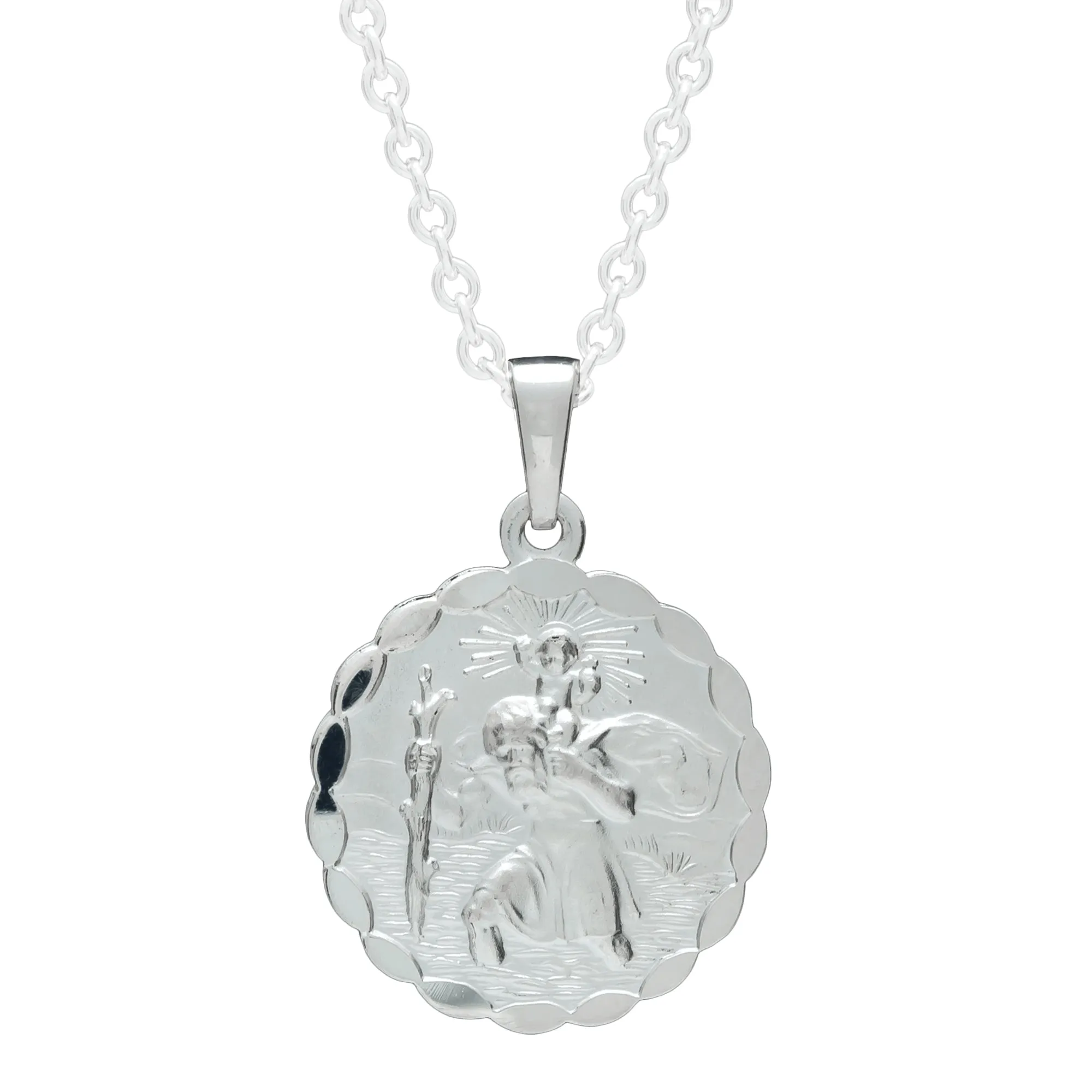 St Christopher Ellipse Border Silver Pendant