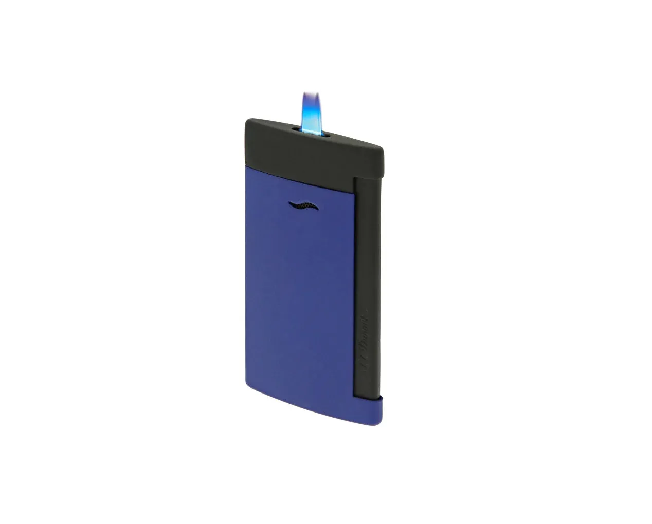 S.T. Dupont Slim 7 Matte Black and Ocean Blue Flat Flame Lighter