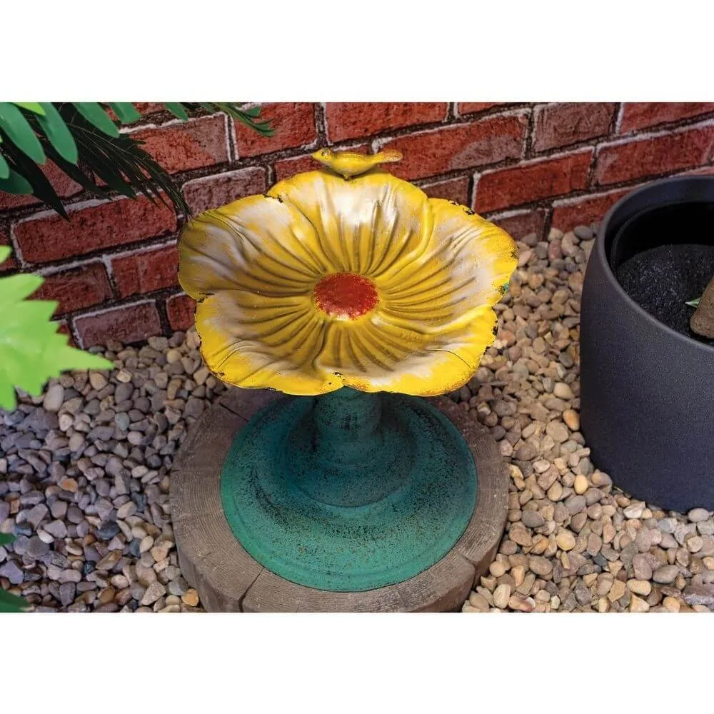 St Helens Metal Bird Bath / Feeder - Yellow Flower