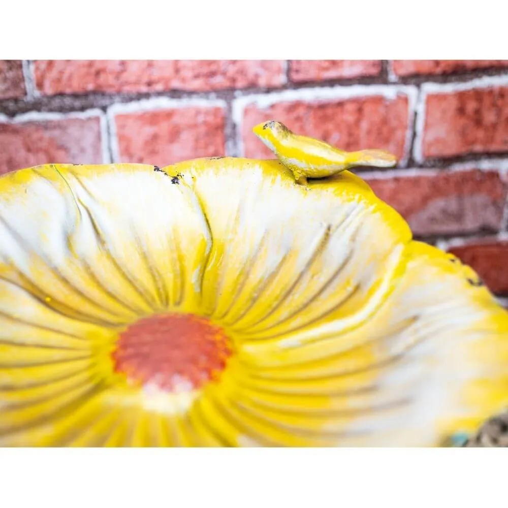 St Helens Metal Bird Bath / Feeder - Yellow Flower