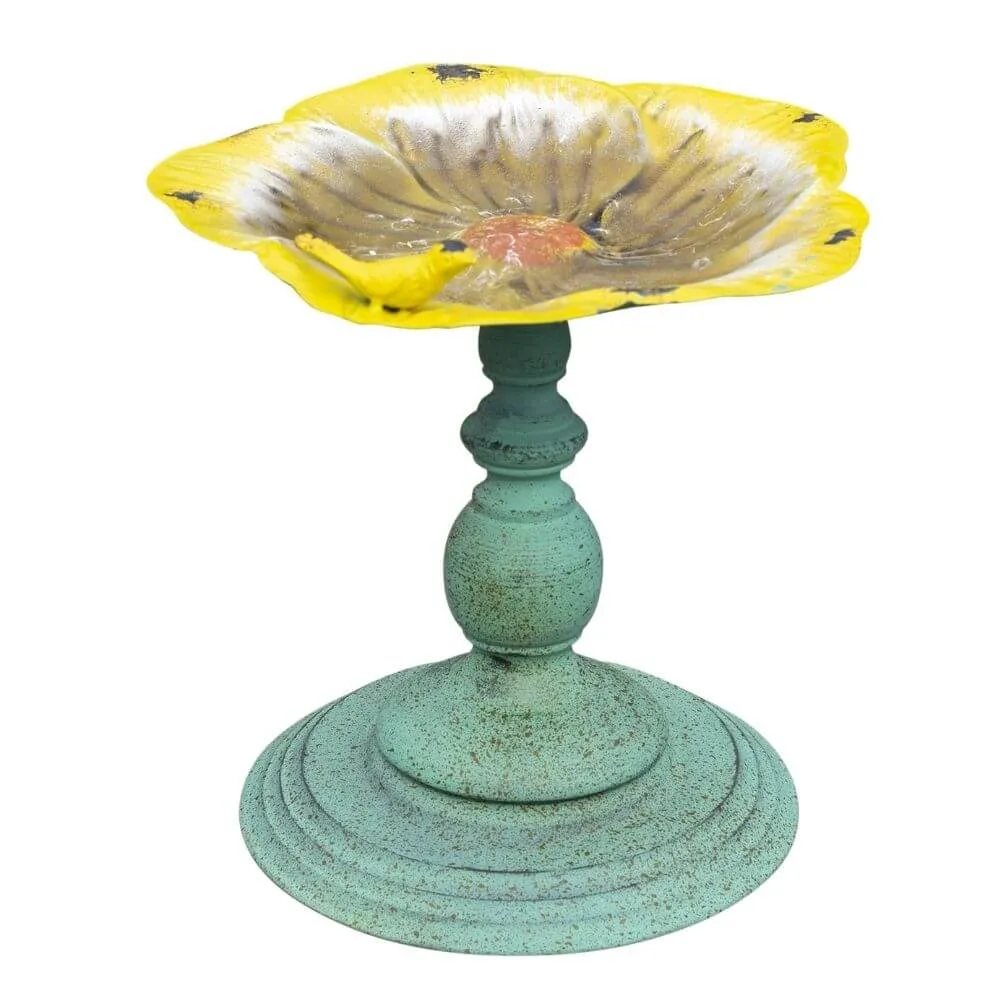 St Helens Metal Bird Bath / Feeder - Yellow Flower