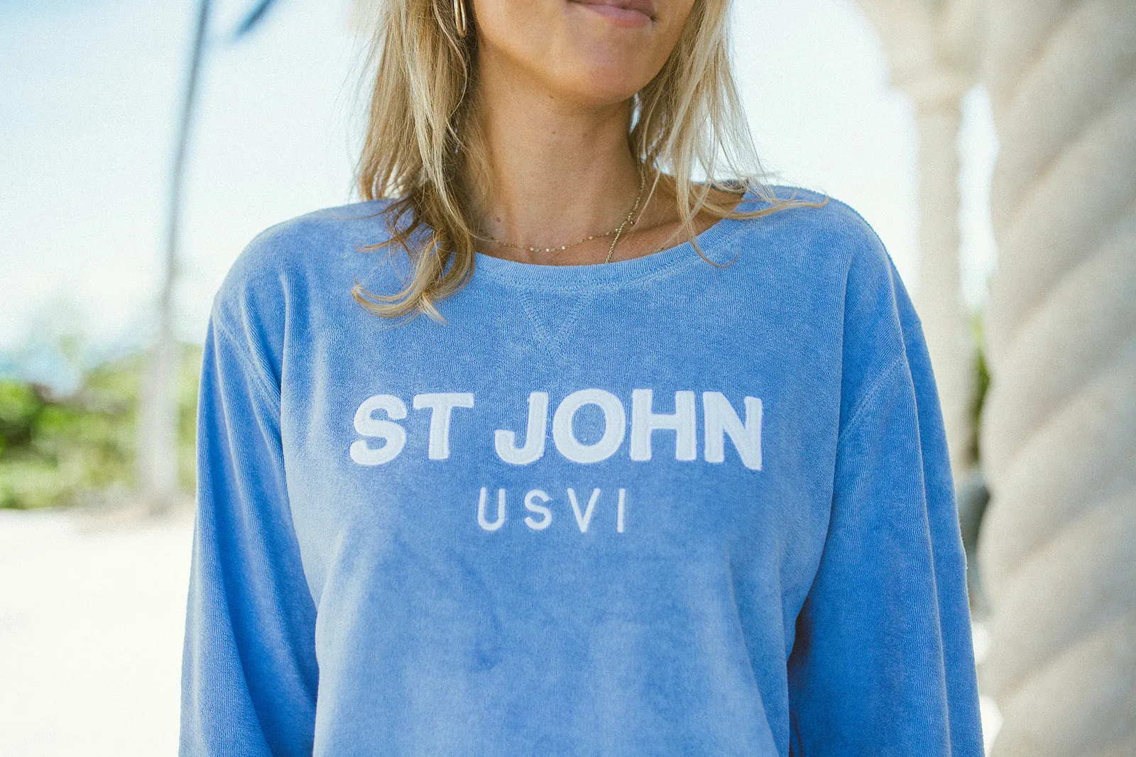 St John Applique Ultimate Beach Sweatshirt - Lavender