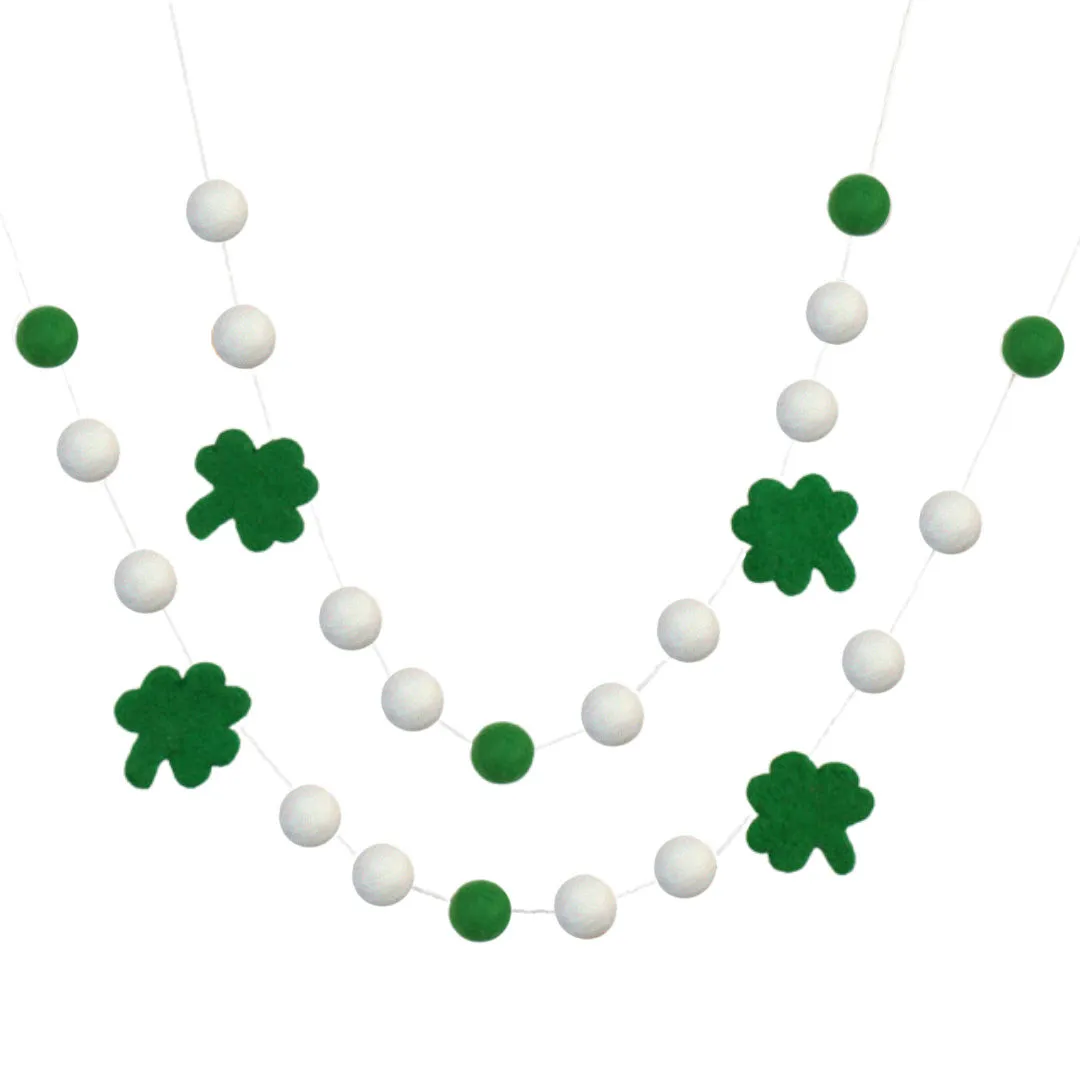 St. Patrick's Day Shamrock Garland- Kelly Green & White