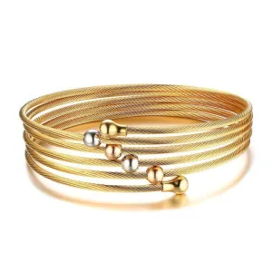 Stacked Wire Chain Bead Ball Bangles