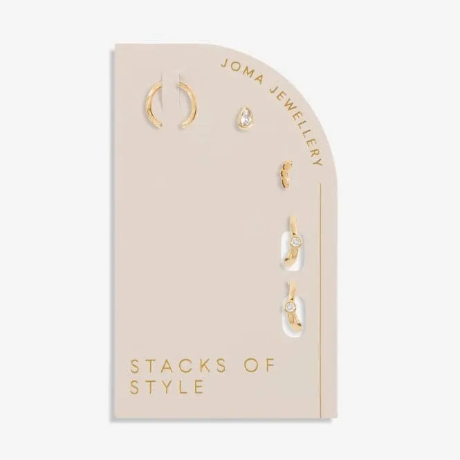 Stacks Of Style Gold Organic Shape Gold Set Of Earrings 6342