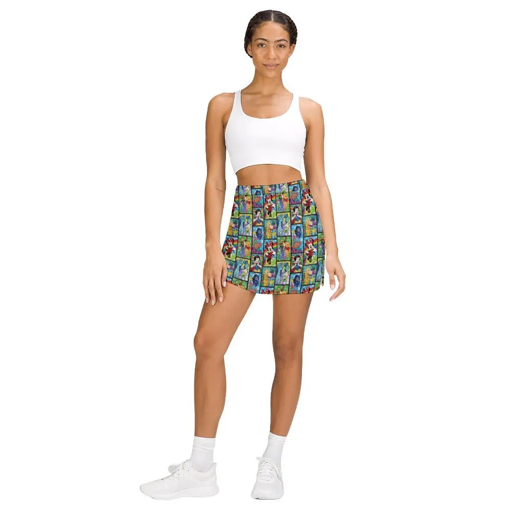 Stained Glass Characters Athletic A-Line Skirt With Pocket Solid Shorts