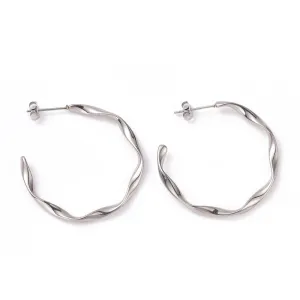 Stainless Steel 35mm Wave C-shape Stud Earrings