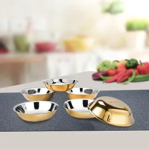 Stainless Steel 6 PCS Big Bowl with Gold PVD Coating Signature - Shiny