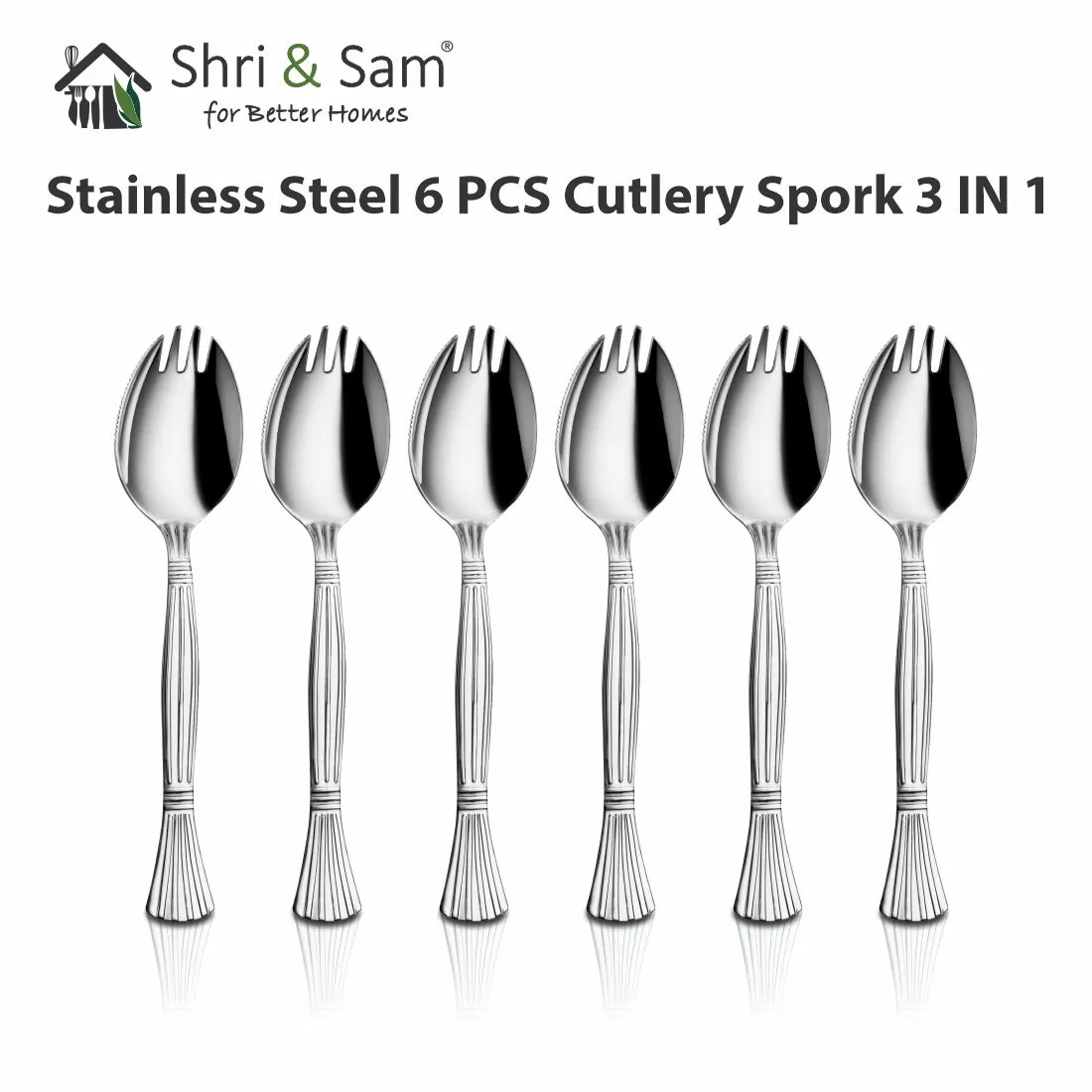 Stainless Steel 6 PCS Cutlery Spork 3 IN 1