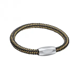 Stainless Steel Black And Yellow Gold Plated Wire Bracelet B5450