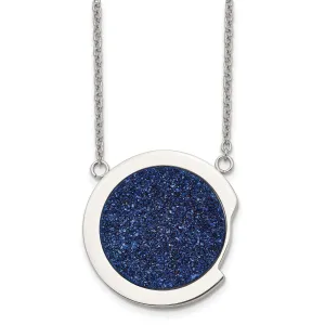 Stainless Steel Blue Druzy Stone Necklace