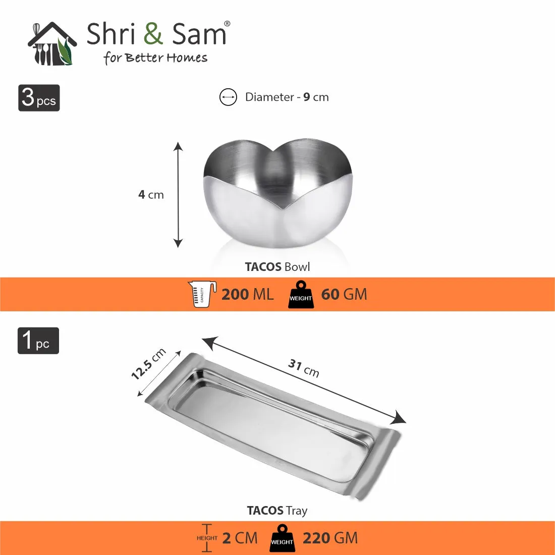 Stainless Steel Bowl Set Tacos