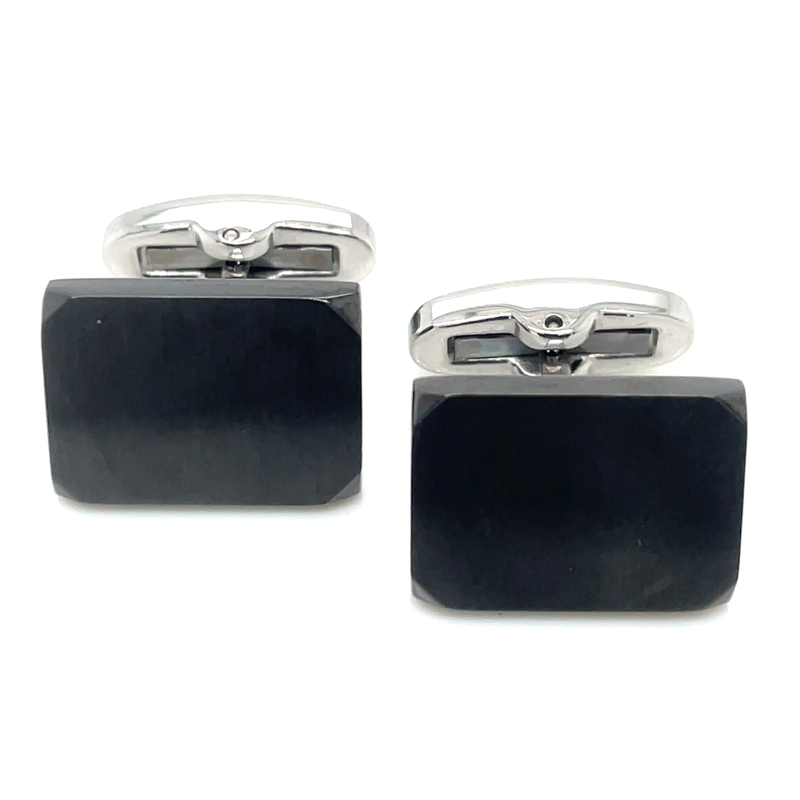 Stainless Steel Brushed And Shiny Black Cufflinks