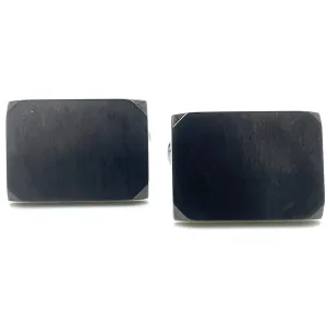 Stainless Steel Brushed And Shiny Black Cufflinks