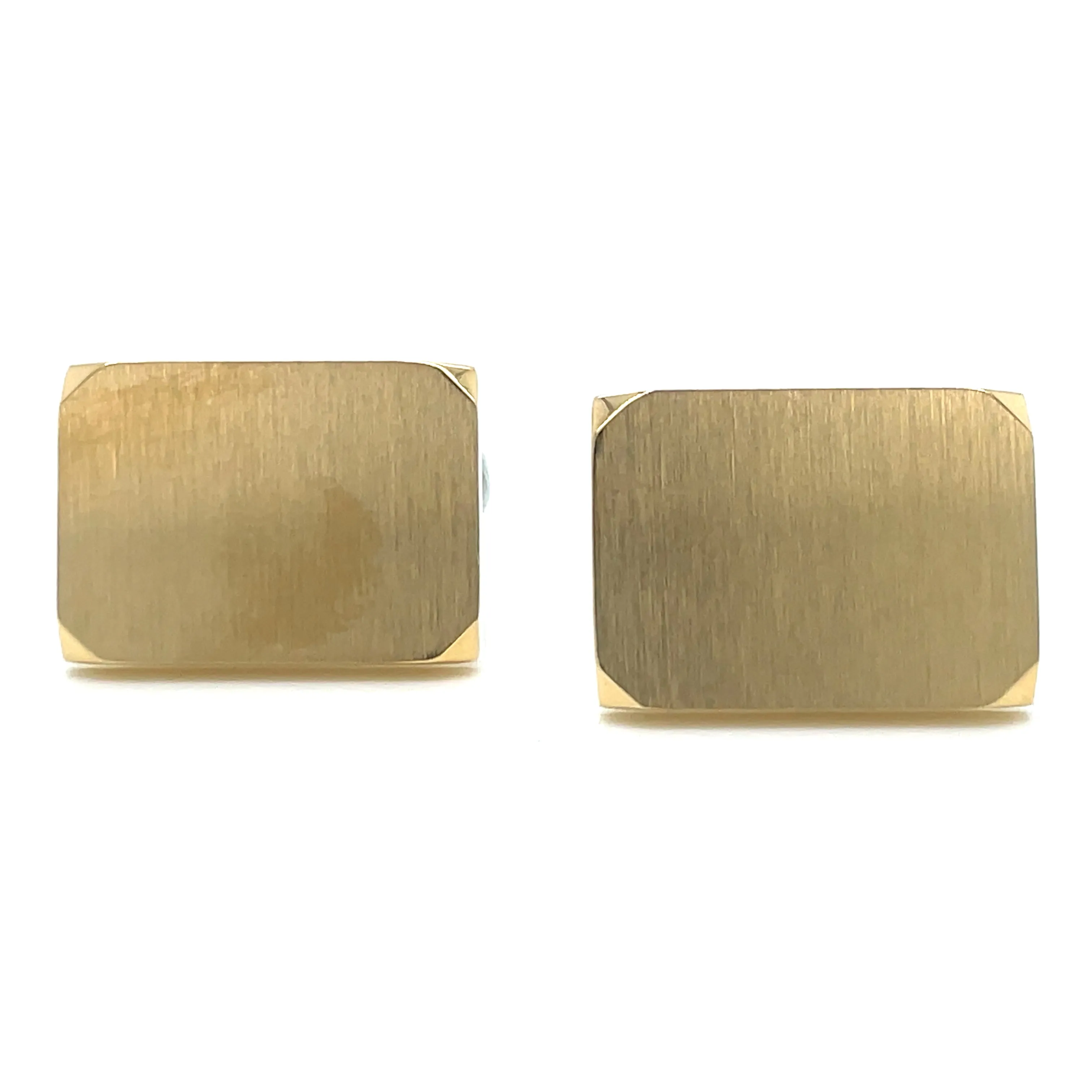 Stainless Steel Brushed And Shiny Rectangle Cufflinks With Gold Plating