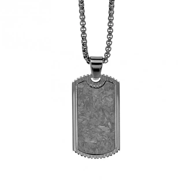 Stainless Steel Carbon Fibre Dog Tag Necklace N4588