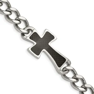 Stainless Steel Cross Curb Bracelet