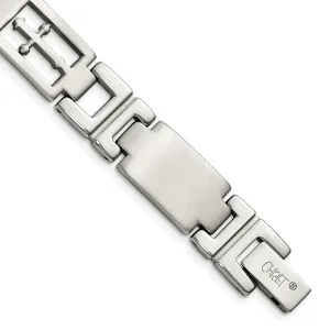 Stainless Steel Cross Link Fold Over Bracelet