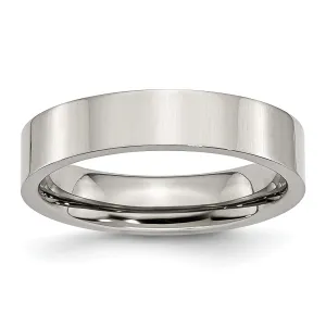 Stainless Steel Flat Polished 5MM Unisex Ring