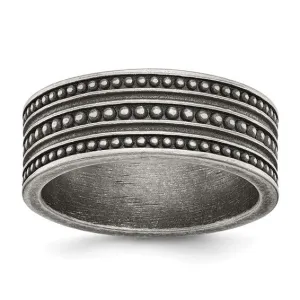 Stainless Steel Flat Shape Antiqued Gun Metal Ring