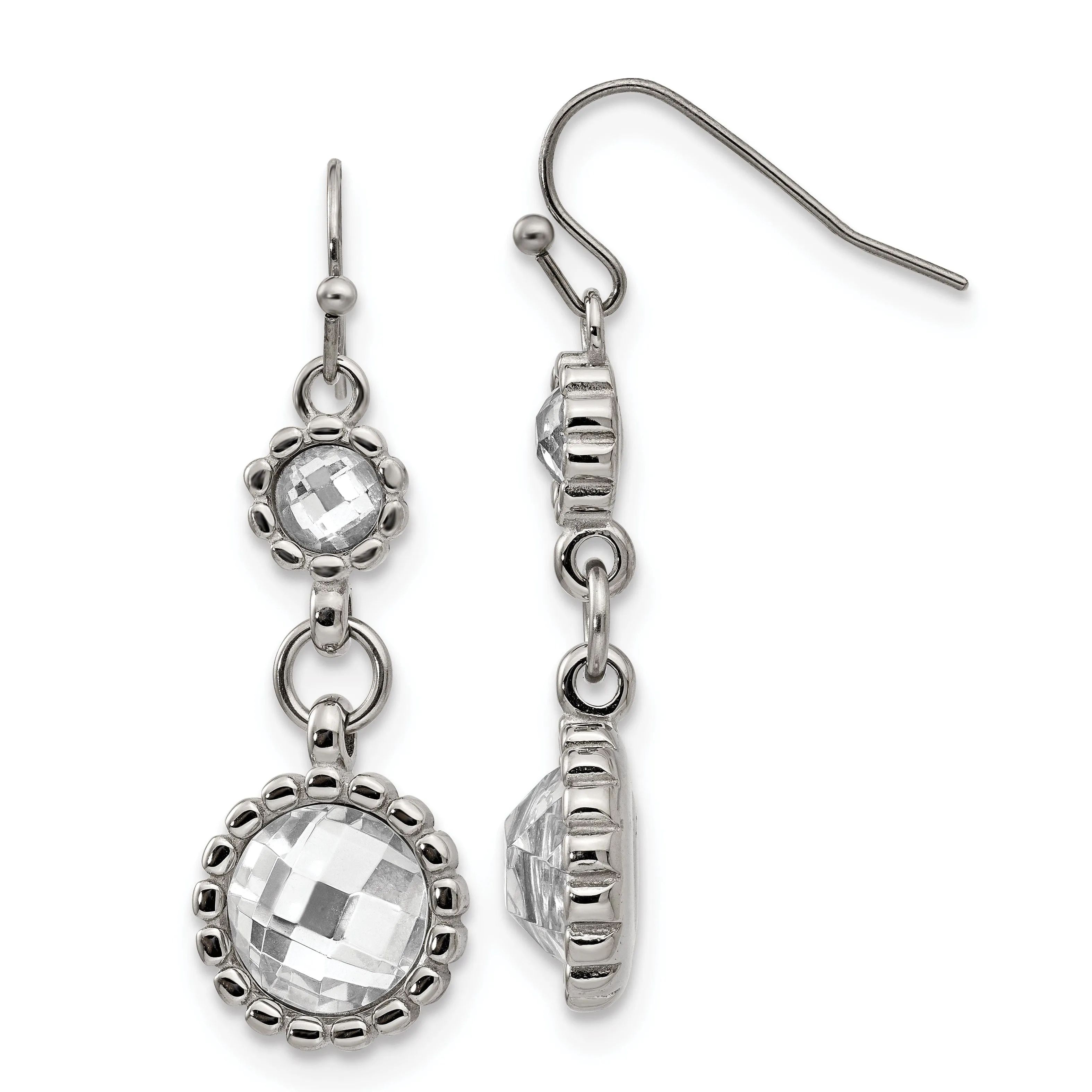 Stainless Steel Glass Hook Dangle Earrings