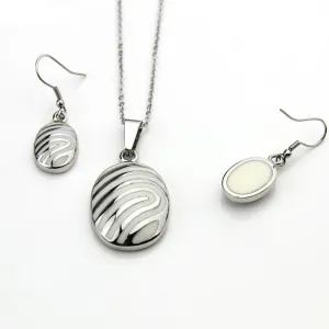 Stainless Steel Jewelry Oval Polish Resin Jewelry Set for Women in Gold Color