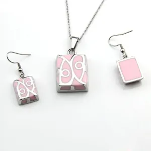 Stainless Steel Jewelry Square Shape Eye Pattern Enamel Jewelry Set for Women