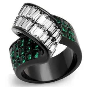 Stainless Steel Ring Synthetic Blue Zircon TK2199 for Women Style BlackIon