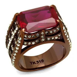 Stainless Steel Ring Synthetic Garnet TK2779 for Women Style Coffee