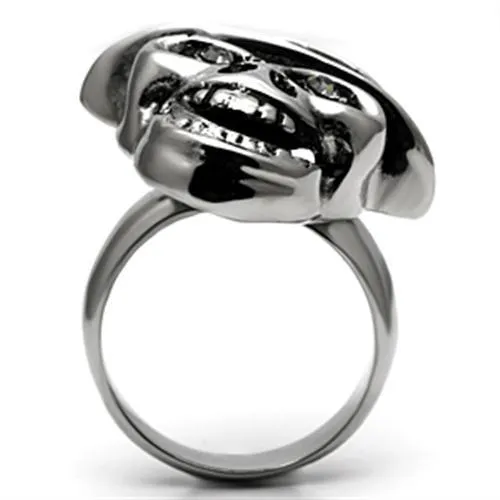 Stainless Steel Ring Top GRD Crystal Black Diamond TK605 for Women Style High