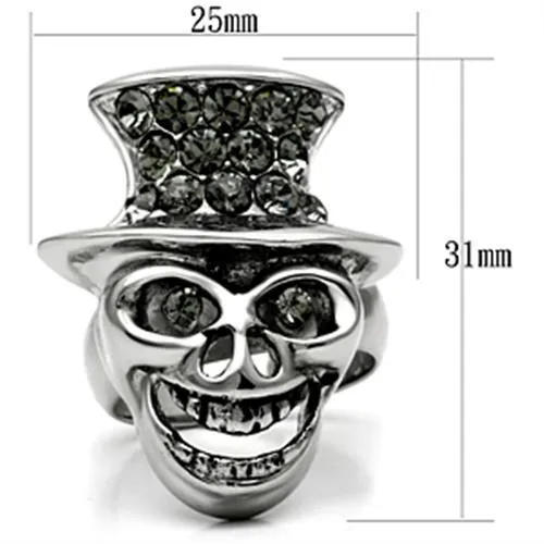 Stainless Steel Ring Top GRD Crystal Black Diamond TK605 for Women Style High