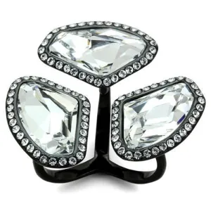 Stainless Steel Ring Top GRD Crystal Clear TK1619 for Women Style BlackIon