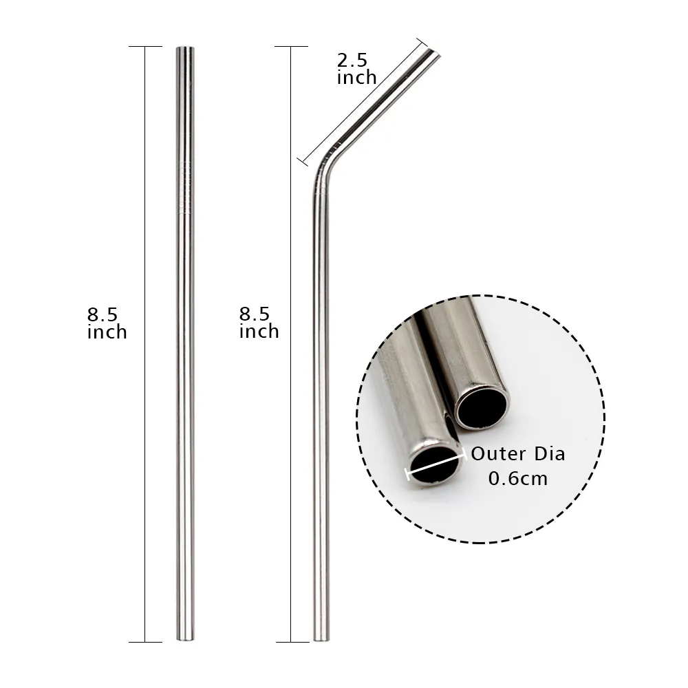 Stainless Steel Straw (4 Straight Straw  4 Bent Straw)