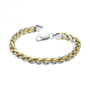 Stainless Steel Two Tone Spiga Link Bracelet B5469