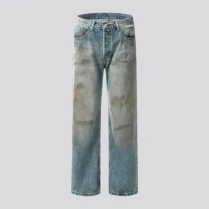 Stains-print men's straight jeans